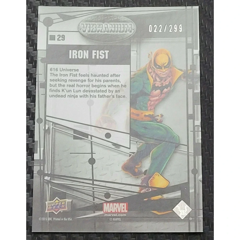 2015 MARVEL‎ VIBRANIUM - IRON FIST #D 22/299 MOLTEN RARE RAW FRAME VARIANT